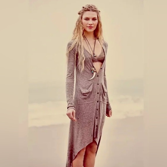 Free People Beach Ribbed Up Maxi Cardigan Size S - Picture 2 of 7